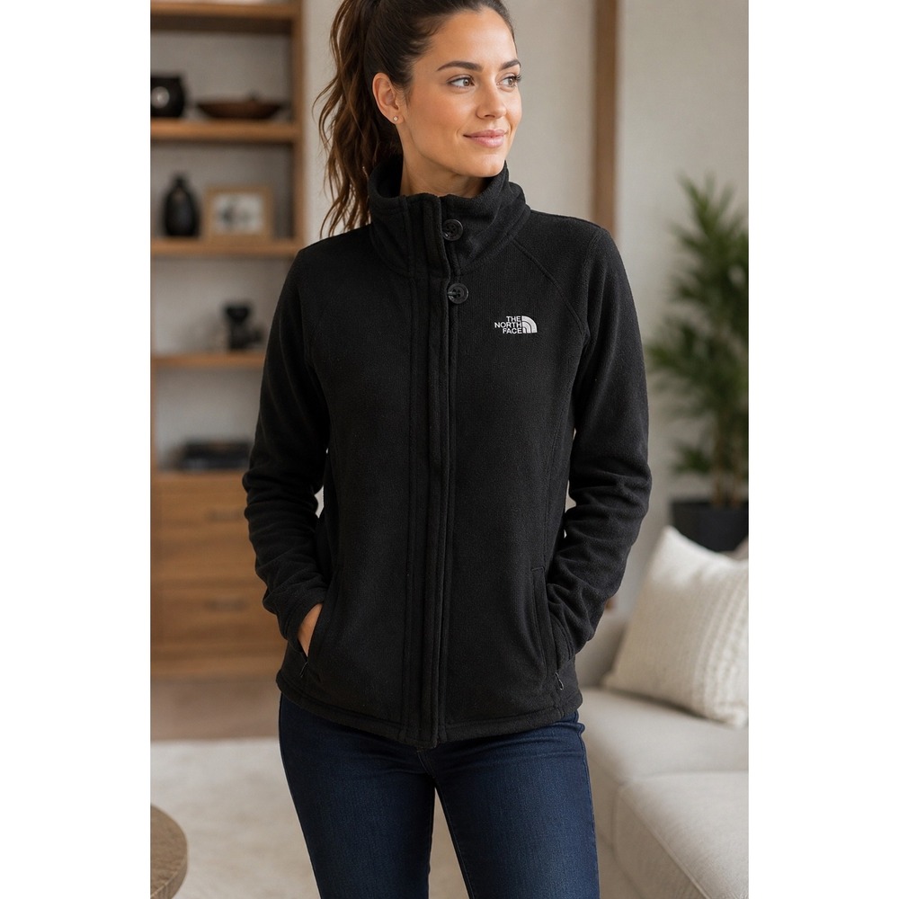 The North Face Crescent Sunset Womens M Black Fleece Jacket Full Zip Coat